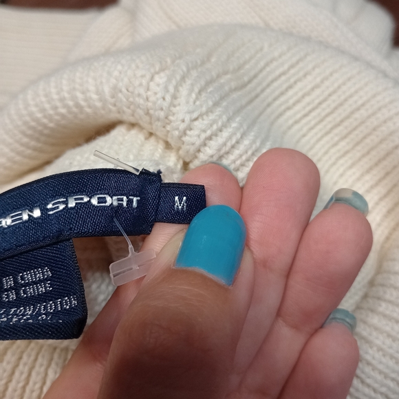 Ralph Lauren Sport Cable Knit Turtleneck Cotton Sweater In Cream - Picture 4 of 6